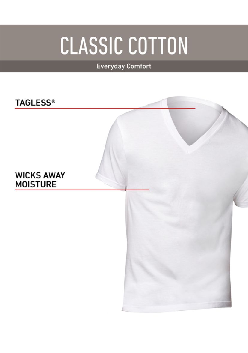 Platinum Classic Cotton Tagless® V Neck T Shirts 5 Pack