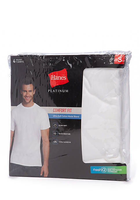 Platinum Comfort Fit Ultra Soft Modal Crew Neck T Shirts 4 Pack