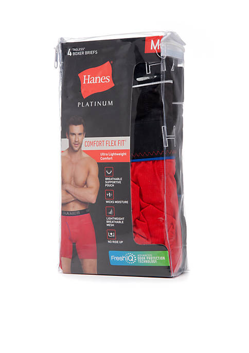 Platinum Comfort Flex Fit® Tagless® Boxer Brief 4 Pack 