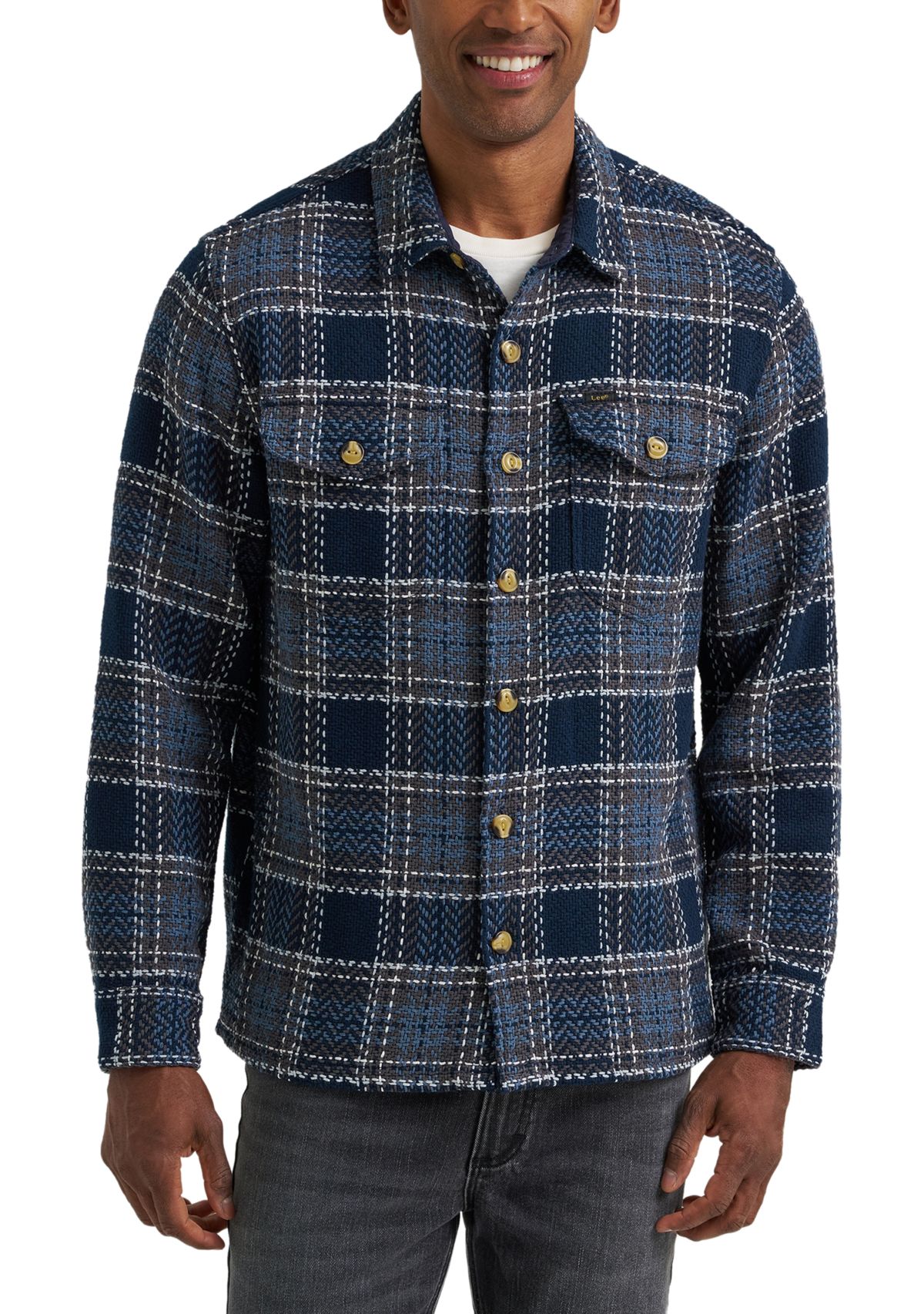 Long Sleeve Twill Plaid Shirt