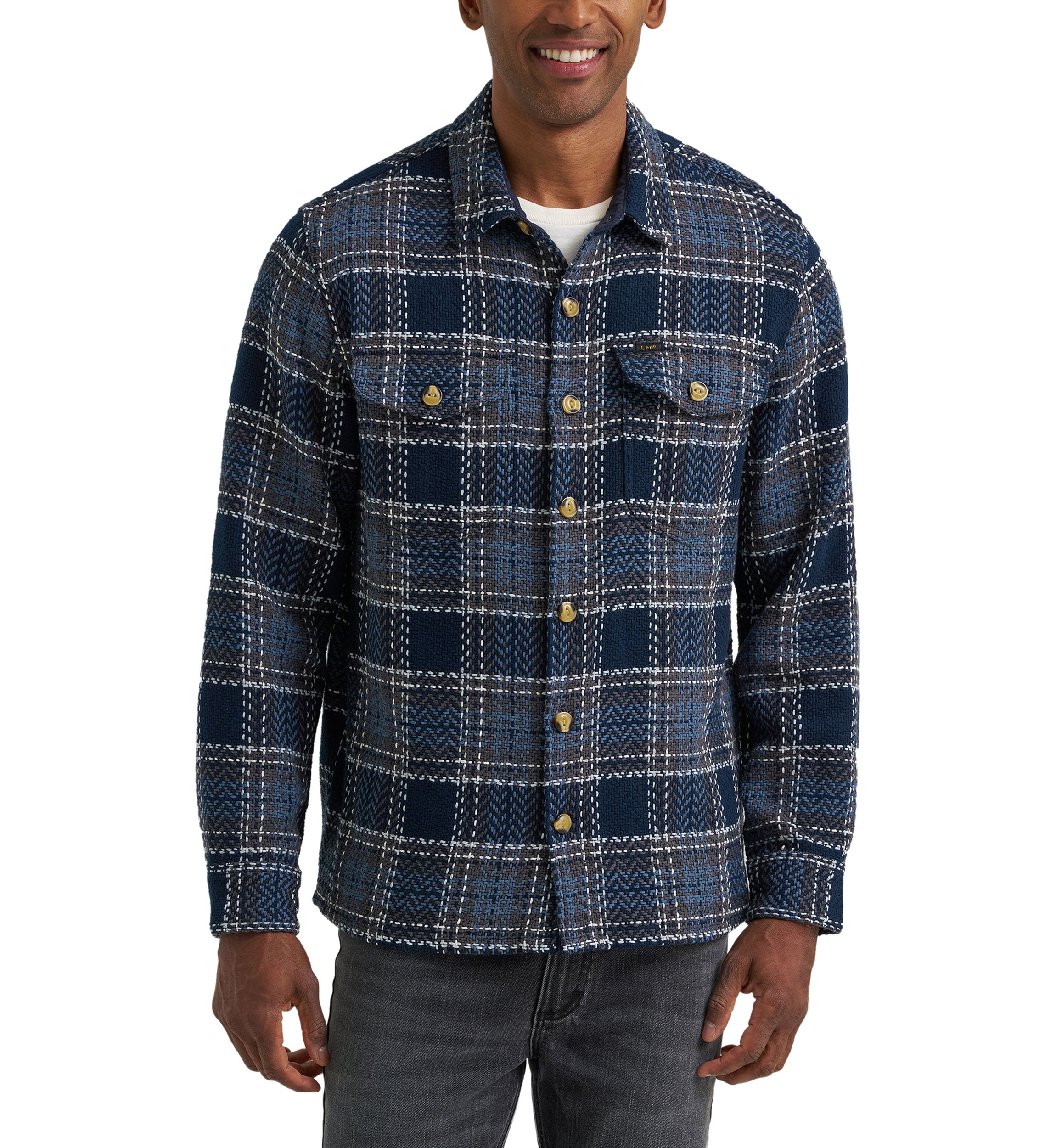 Long Sleeve Twill Plaid Shirt
