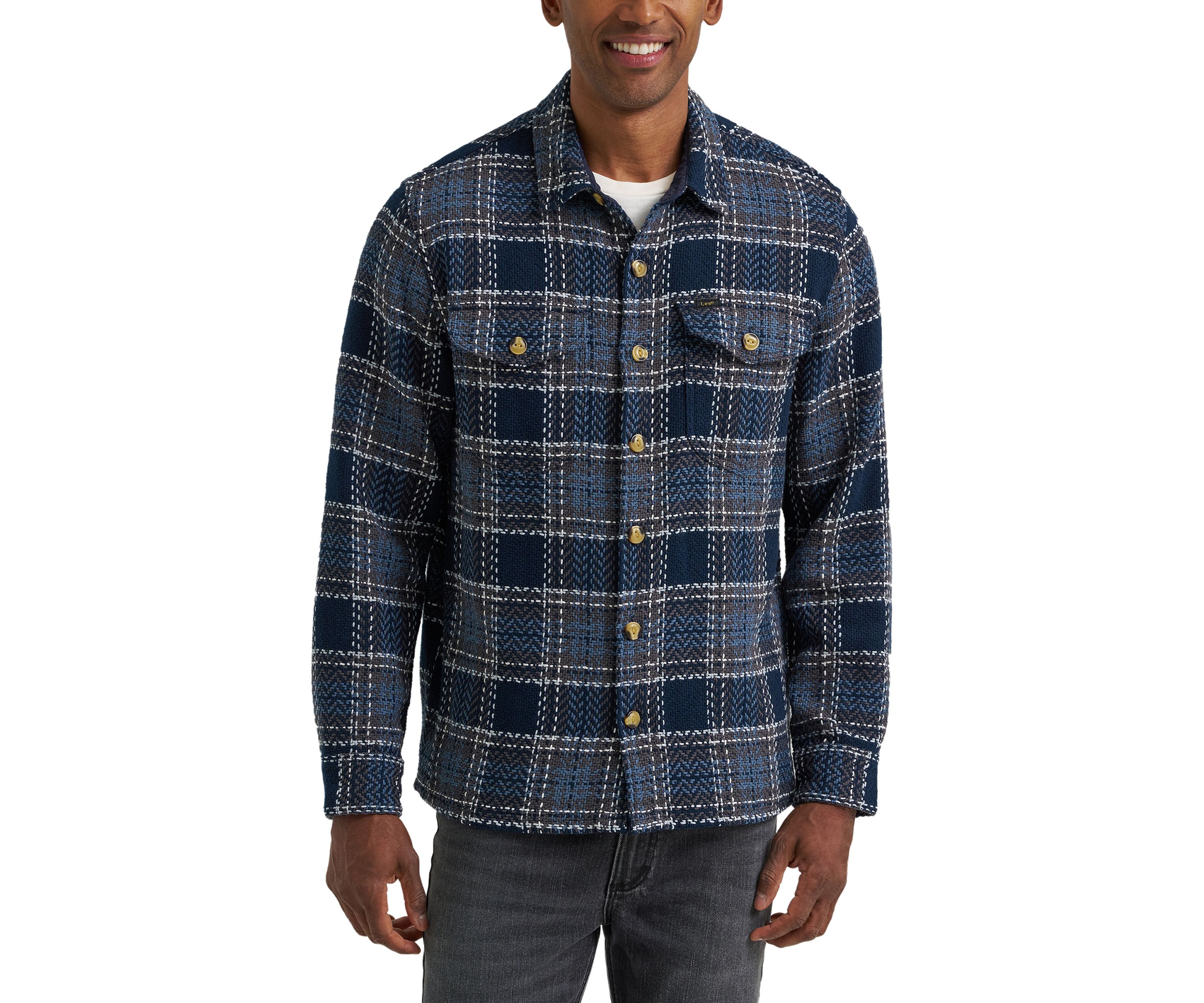 Long Sleeve Twill Plaid Shirt
