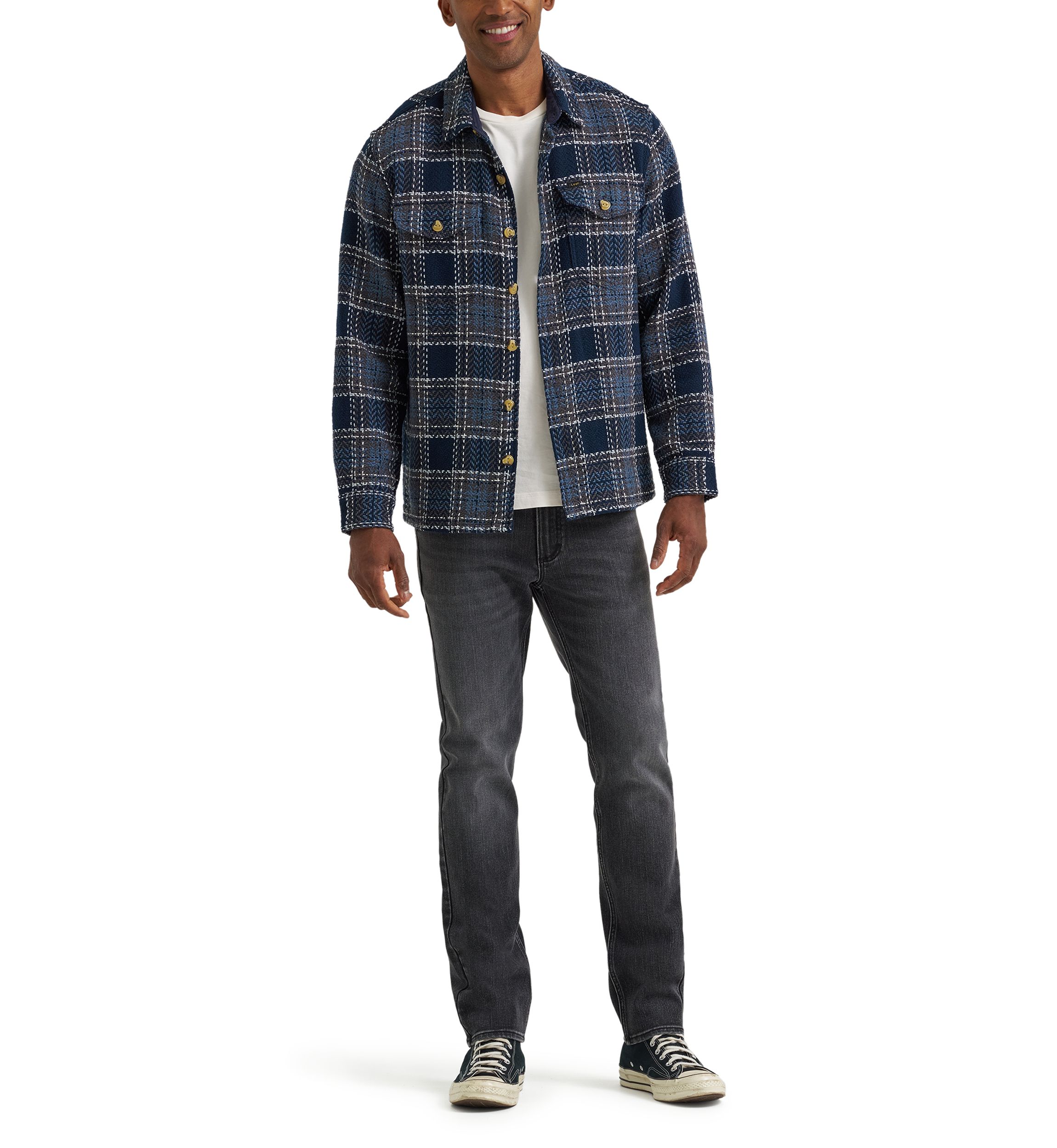 Long Sleeve Twill Plaid Shirt