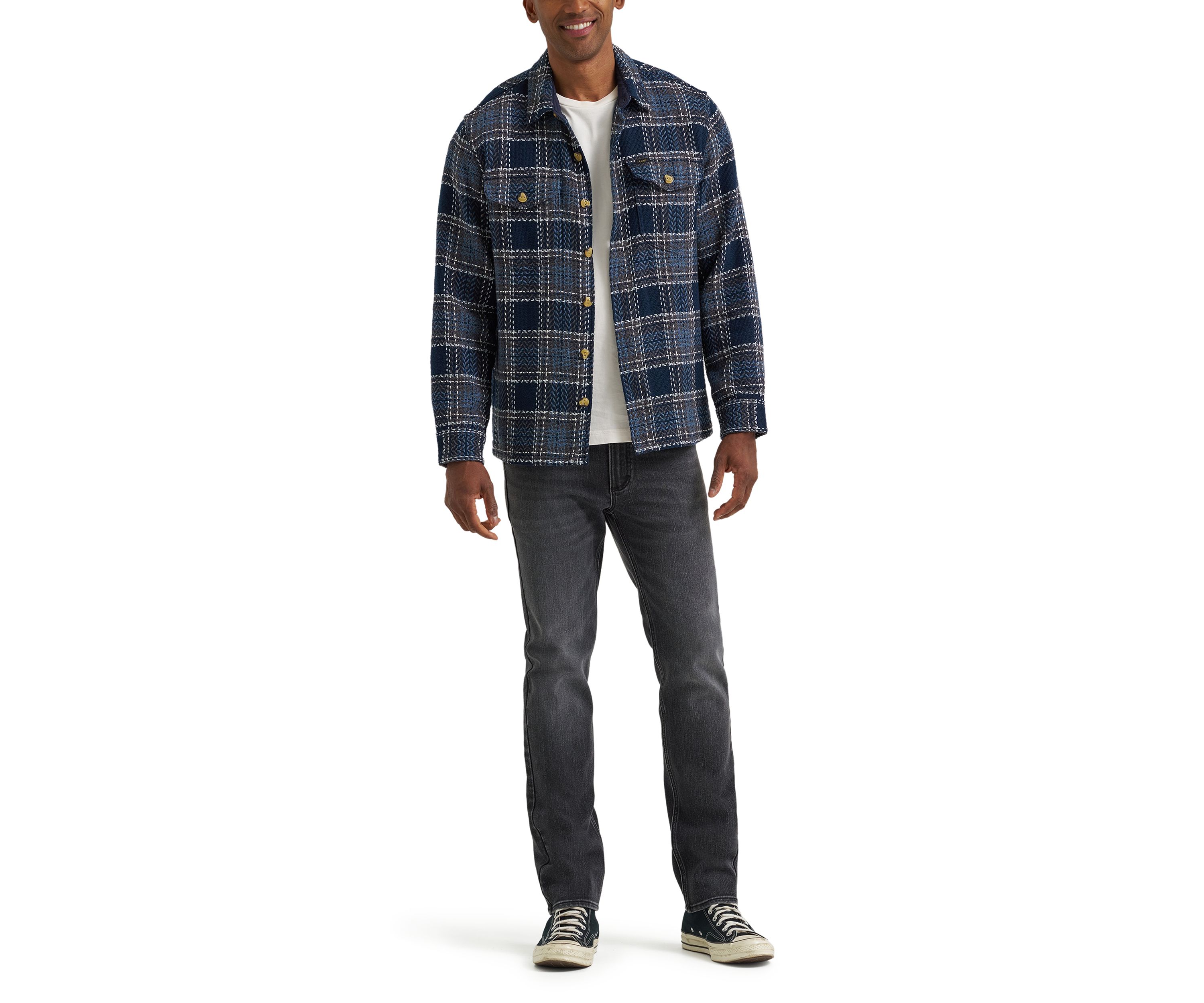 Long Sleeve Twill Plaid Shirt