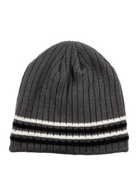 Isotoner Men's Tonal Stripe Beanie, Grey