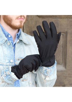 Isotoner Men's Stretch Nappa Winter Glove with Knit Cuff - Black