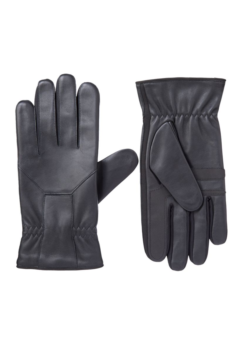 Mens Water Repellent Touchscreen Leather Gloves