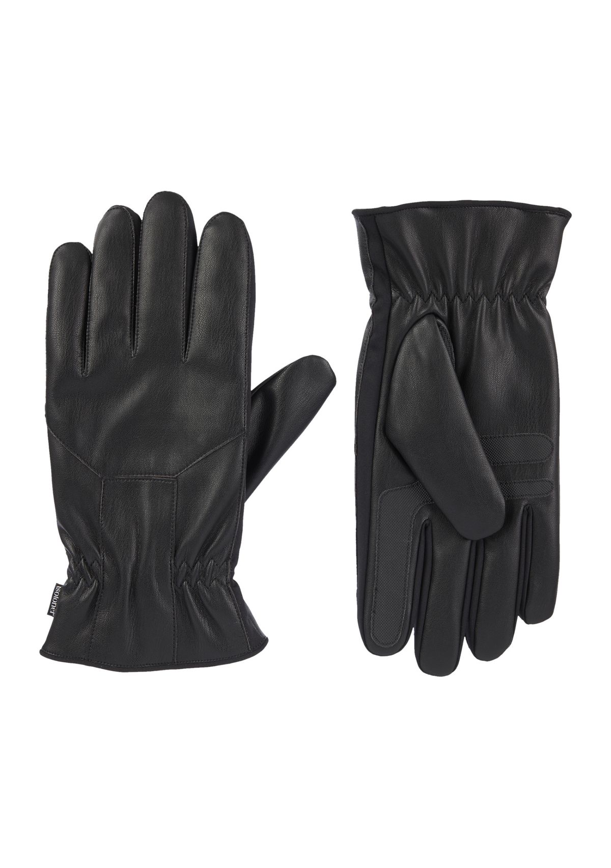 Pieced Faux Leather with Ultraplush Lining Touchscreen Gloves