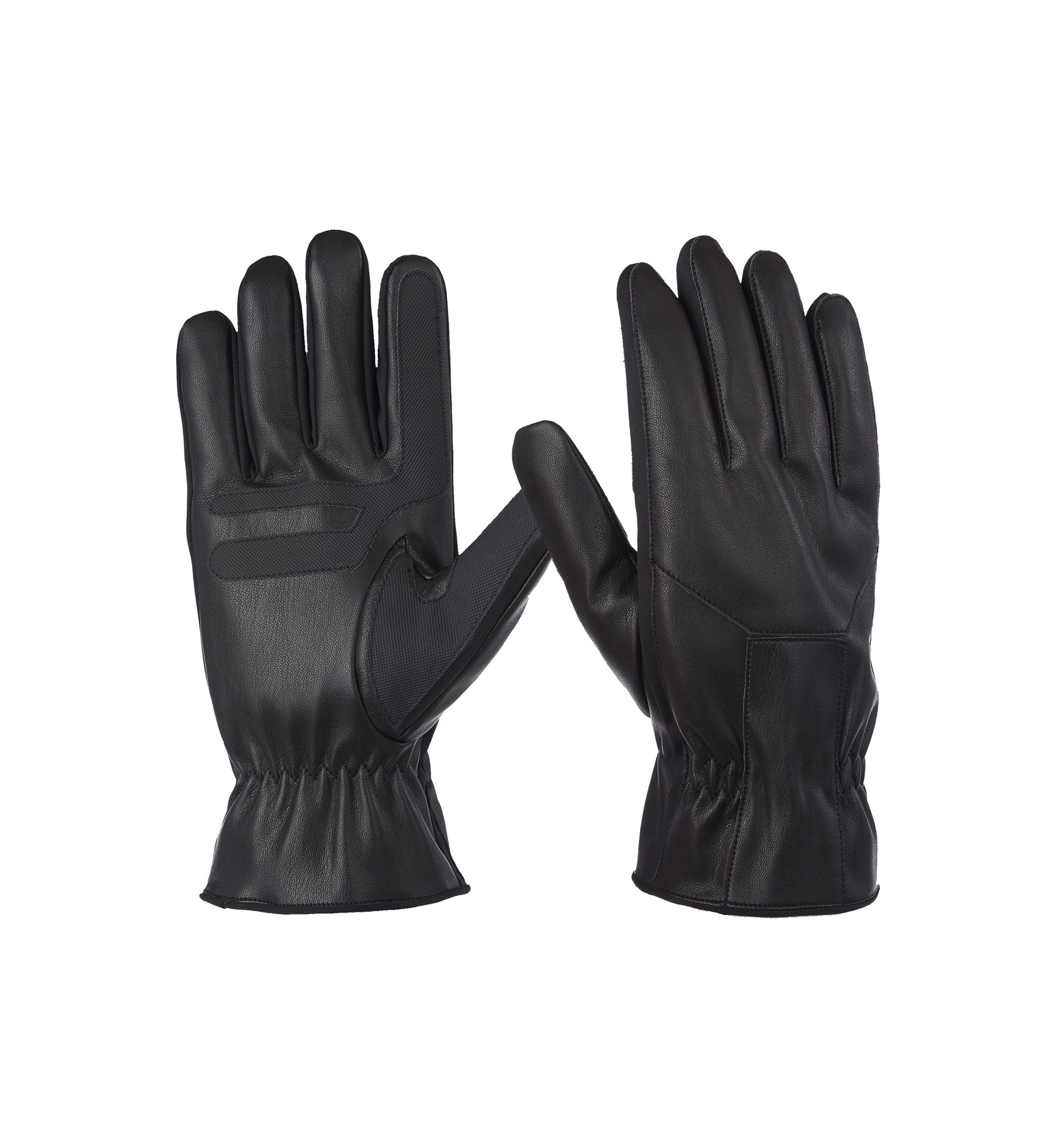 Pieced Faux Leather with Ultraplush Lining Touchscreen Gloves