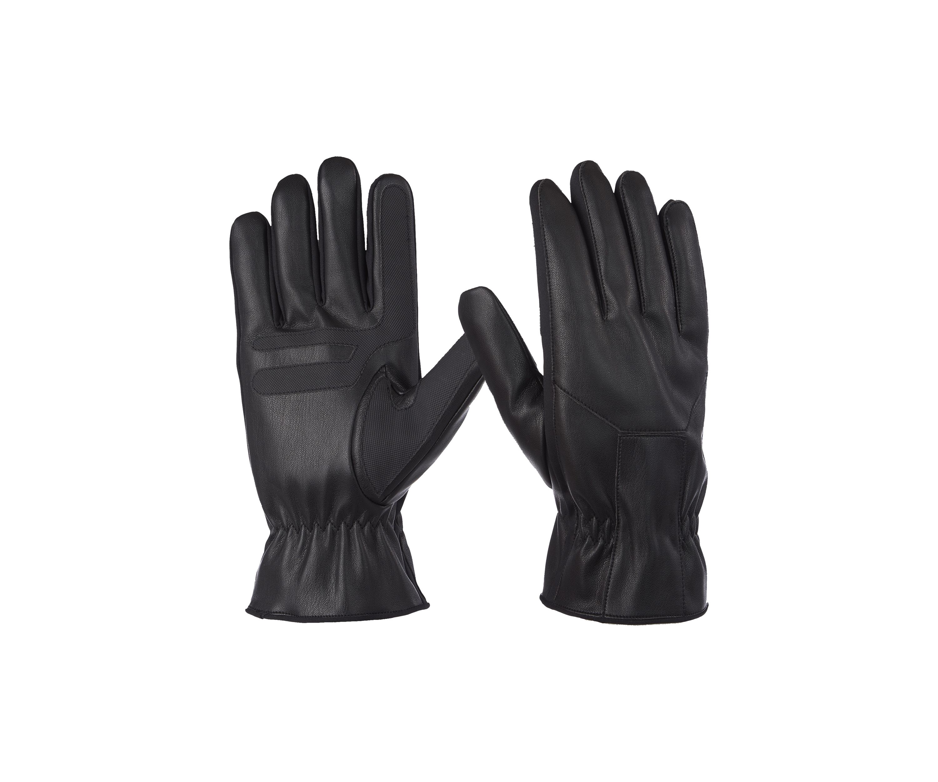 Pieced Faux Leather with Ultraplush Lining Touchscreen Gloves
