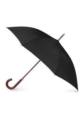 Totes Men's Recycled Wooden Stick Umbrella with Auto Open Technology