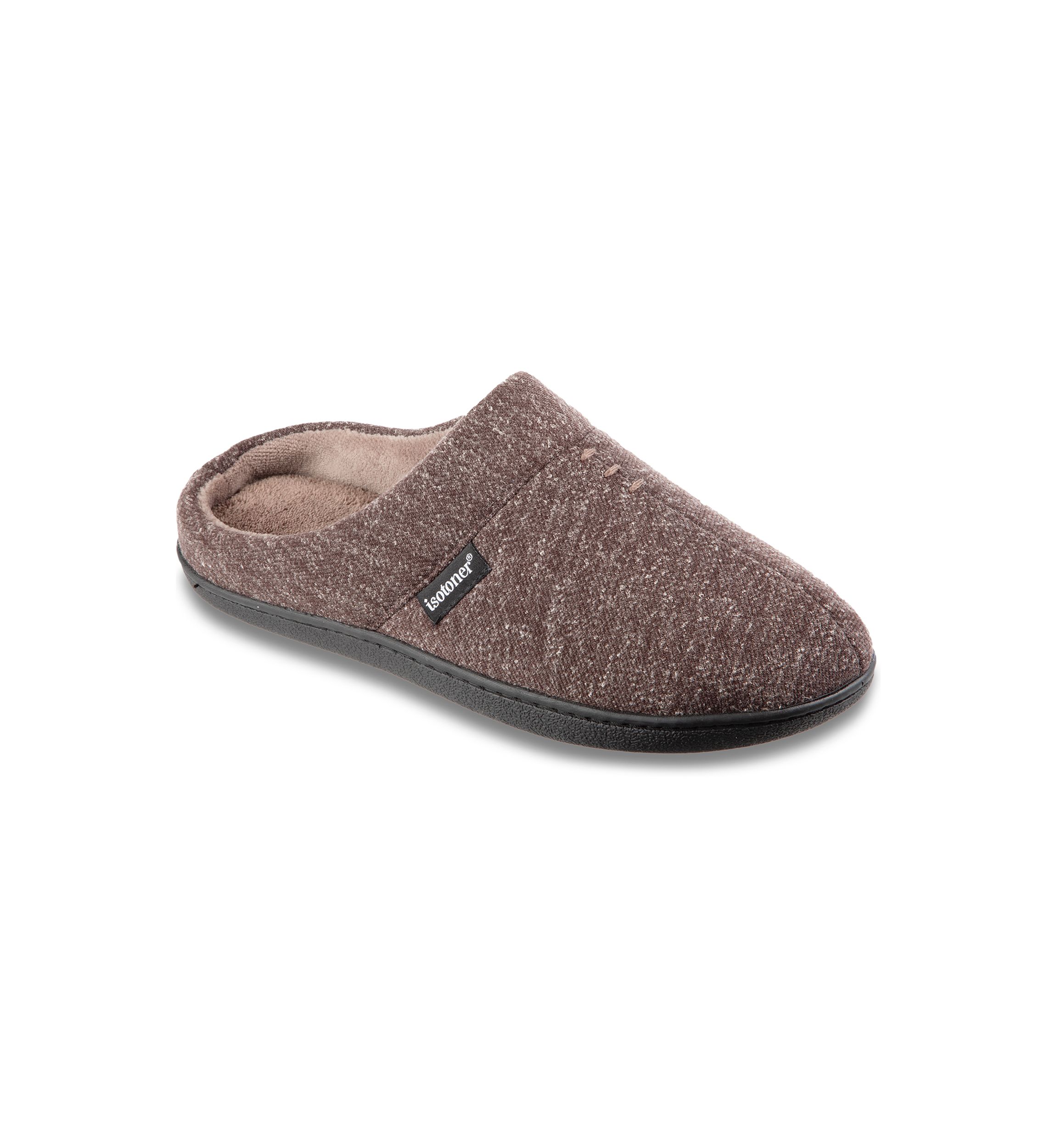 Mens Preston Heather Knit Hoodback Slippers with Memory Foam