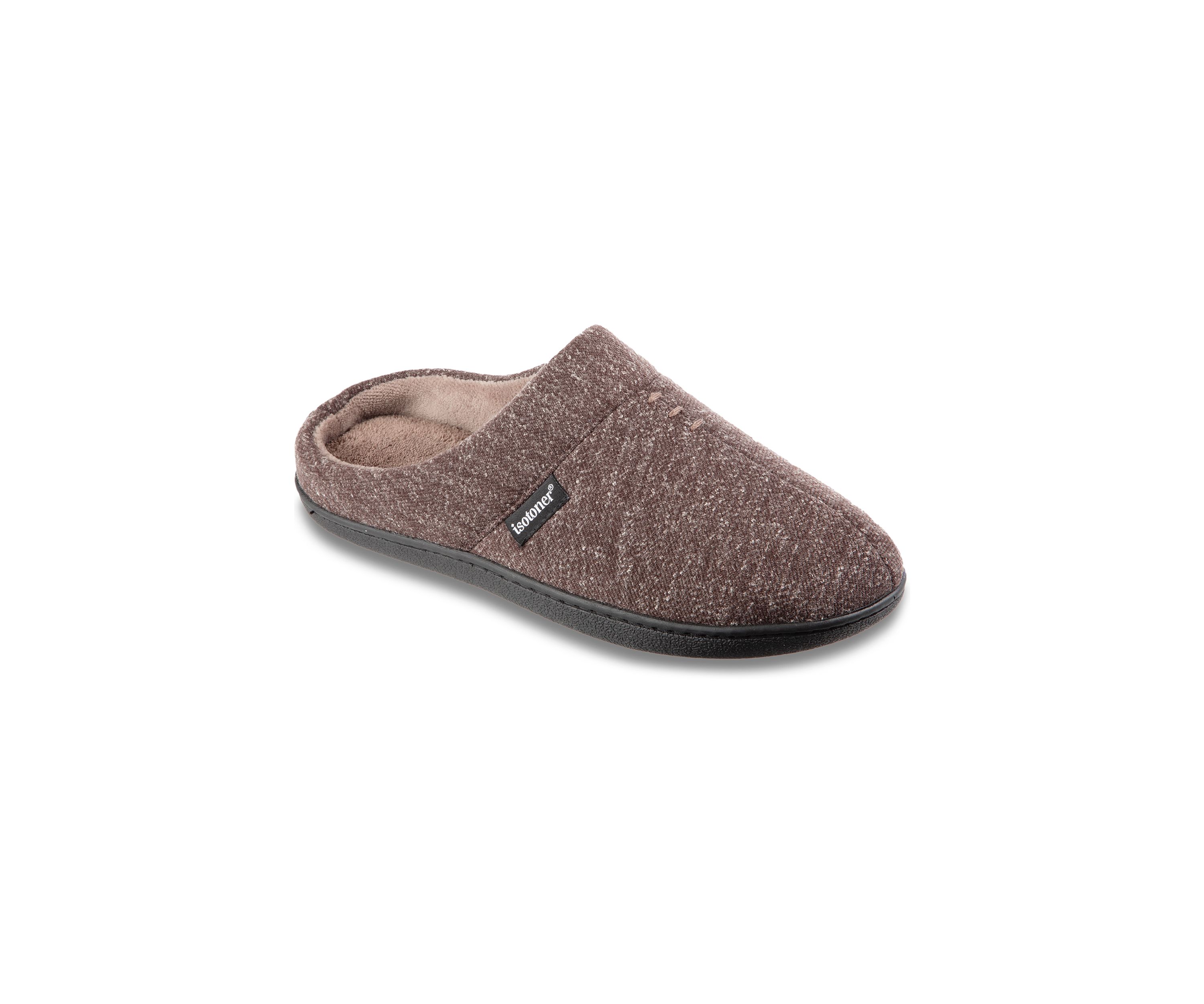 Mens Preston Heather Knit Hoodback Slippers with Memory Foam
