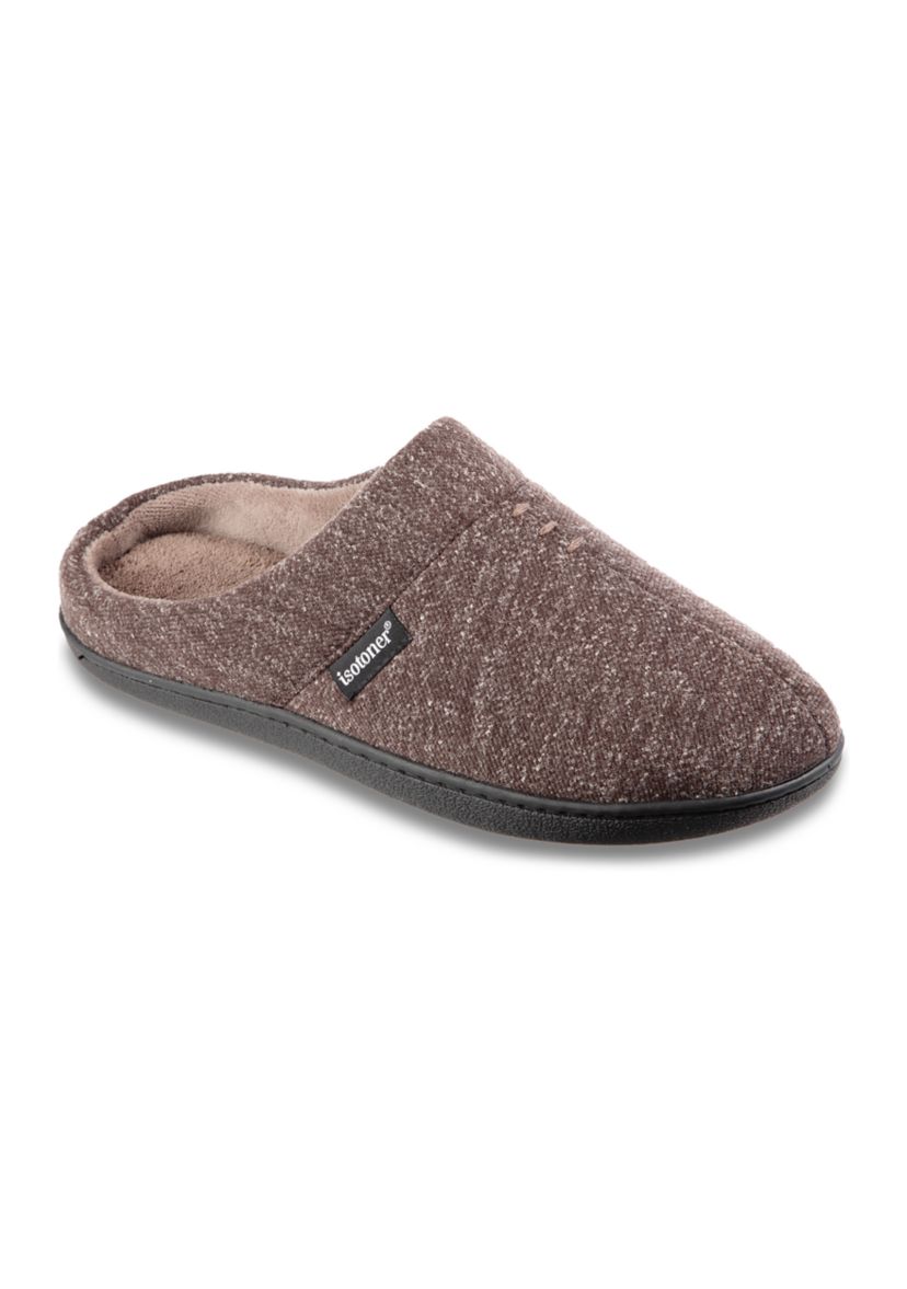 Mens Preston Heather Knit Hoodback Slippers with Memory Foam