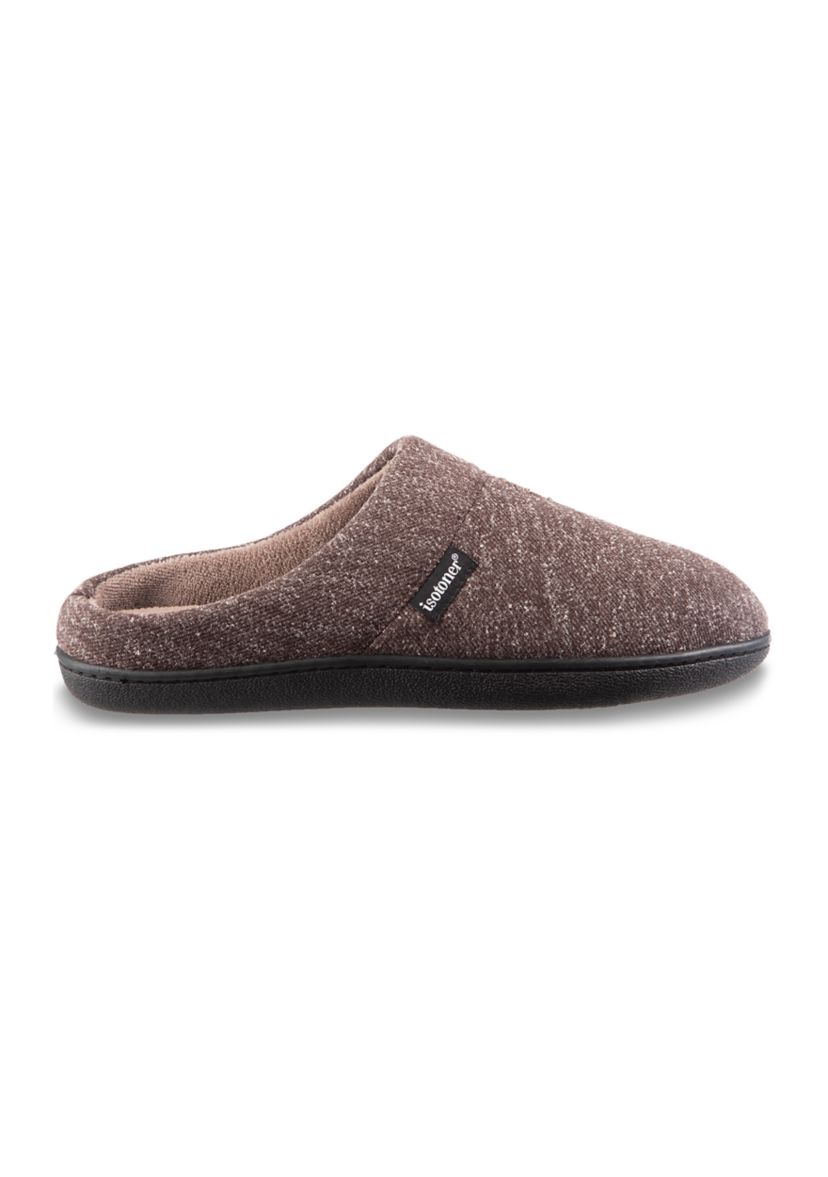 Mens Preston Heather Knit Hoodback Slippers with Memory Foam