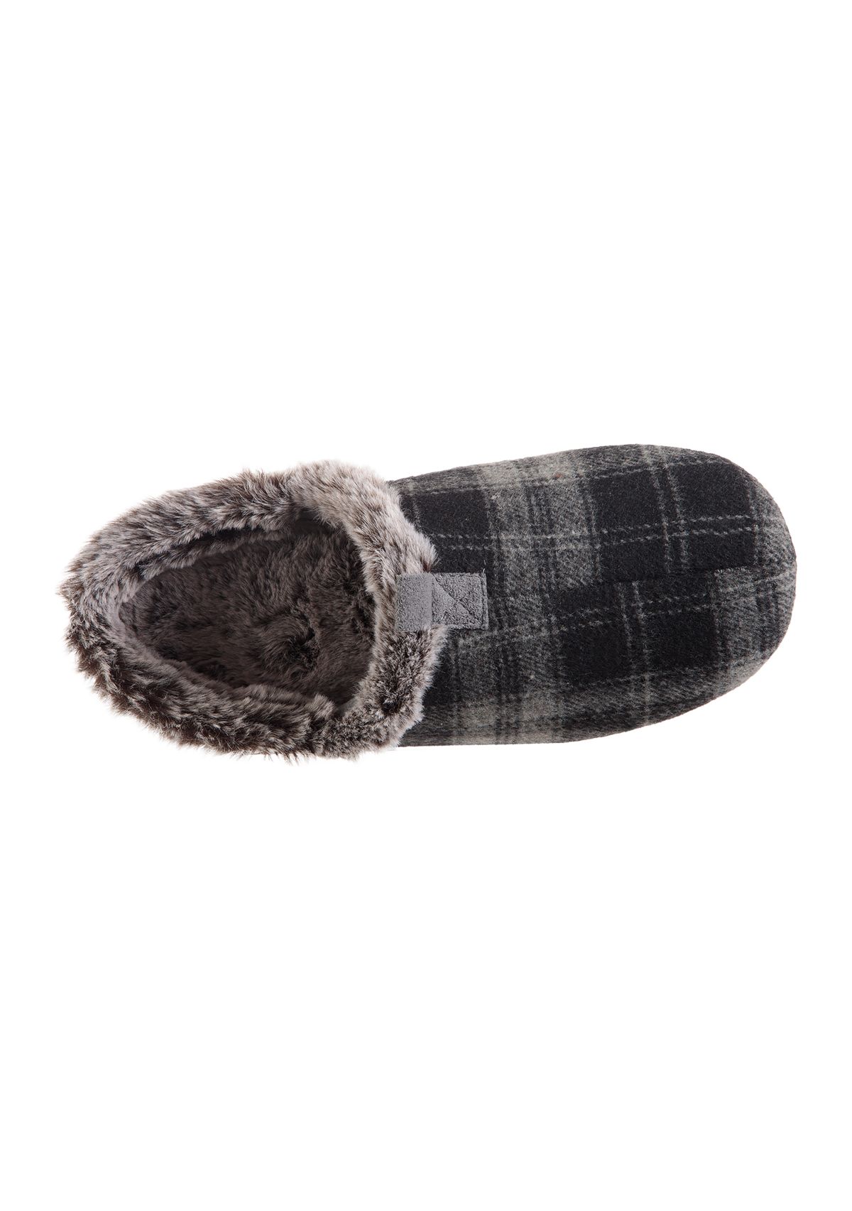 Arlo Plaid and Fur Hoodback Slippers