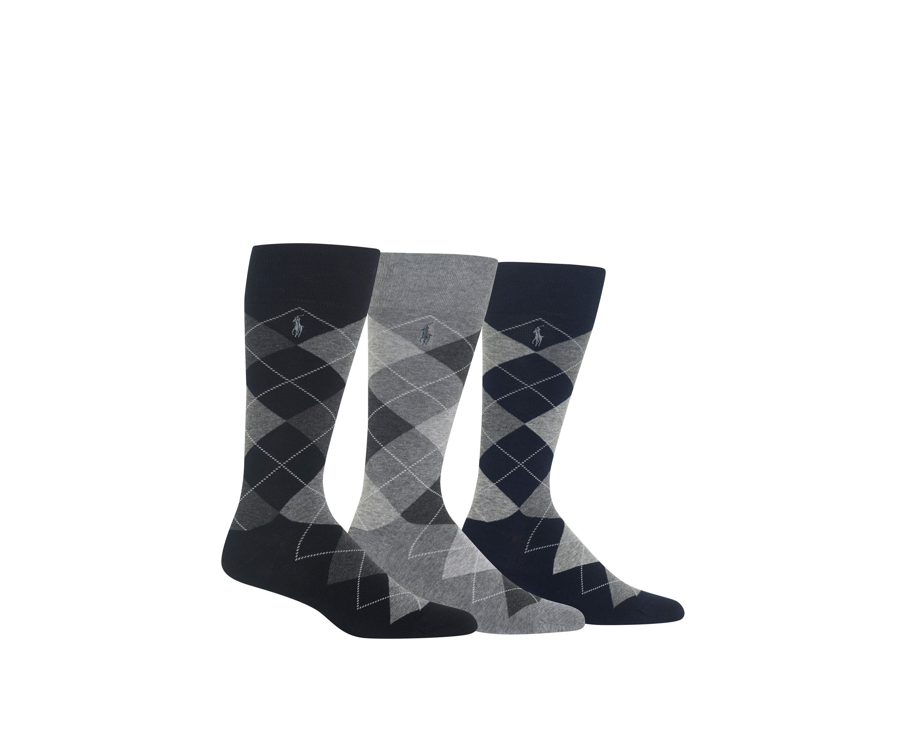 Argyle Cotton Crew Socks - 3 Pack 