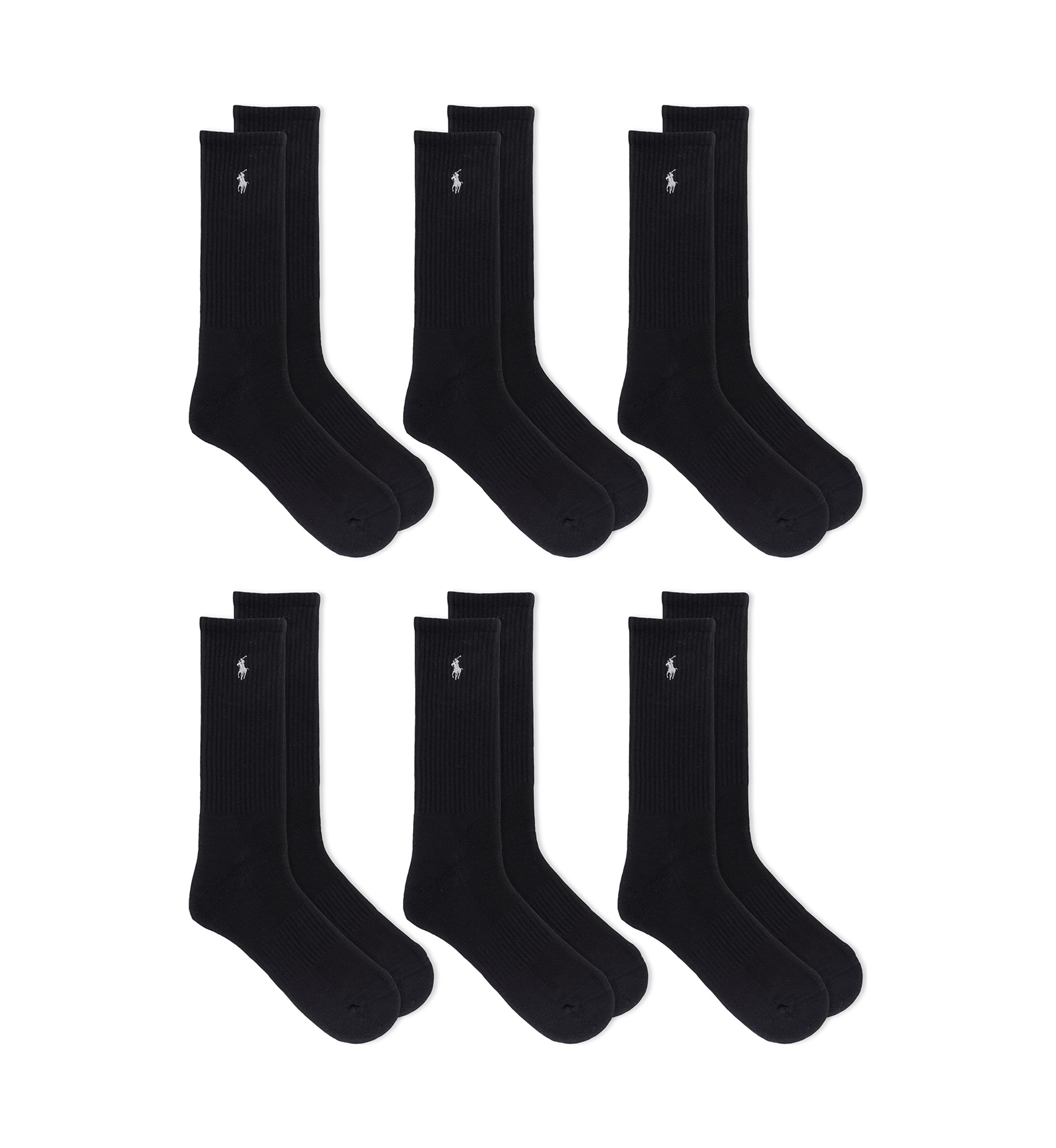 Ribbed Crew Socks - 6 Pack