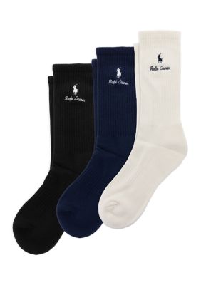 Polo Ralph Lauren Men's Double Logo Crew Socks - 3-Pack