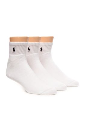 Polo Ralph Lauren Men's Big & Tall 3-Pack Athletic Crew Socks, White, L (13-16)