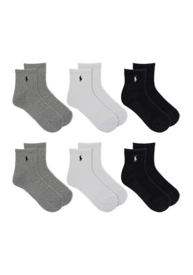 Polo Ralph Lauren Men's Ribbed Quarter Socks - 6 Pack, 10 - 13