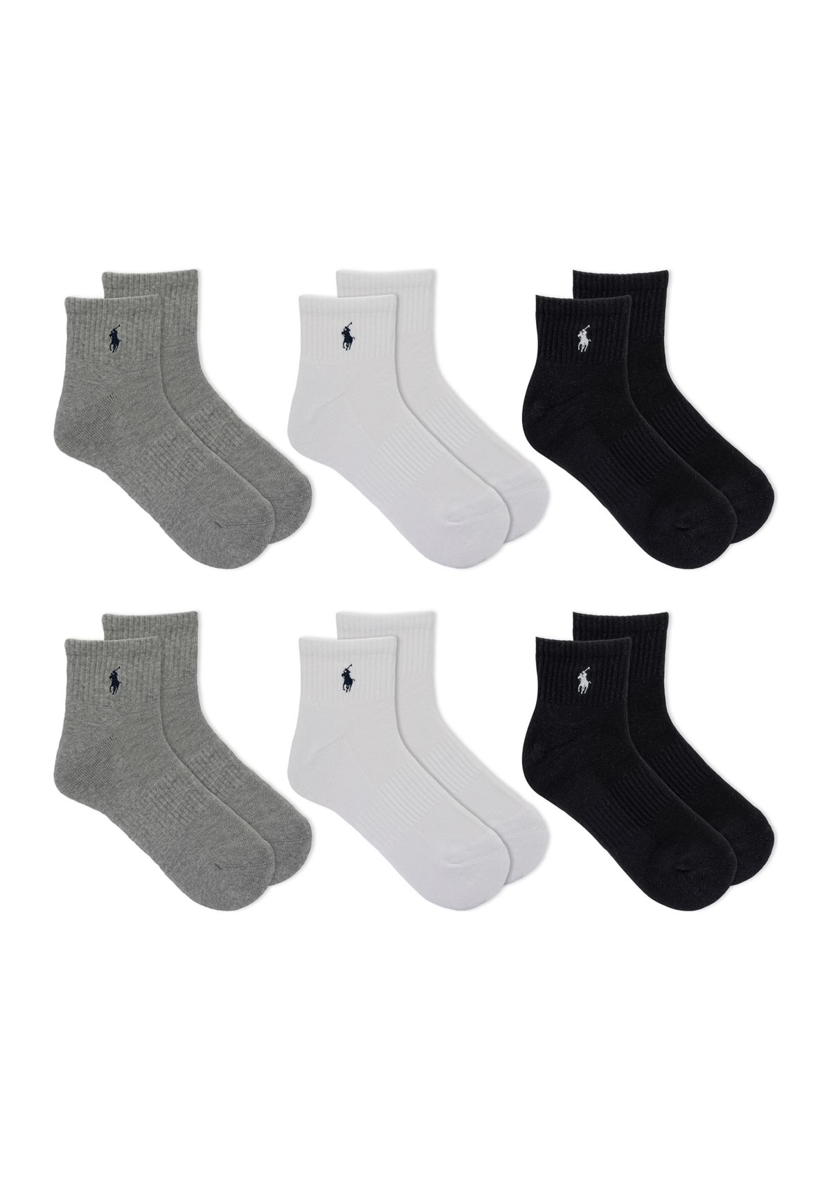 Ribbed Quarter Socks - 6 Pack