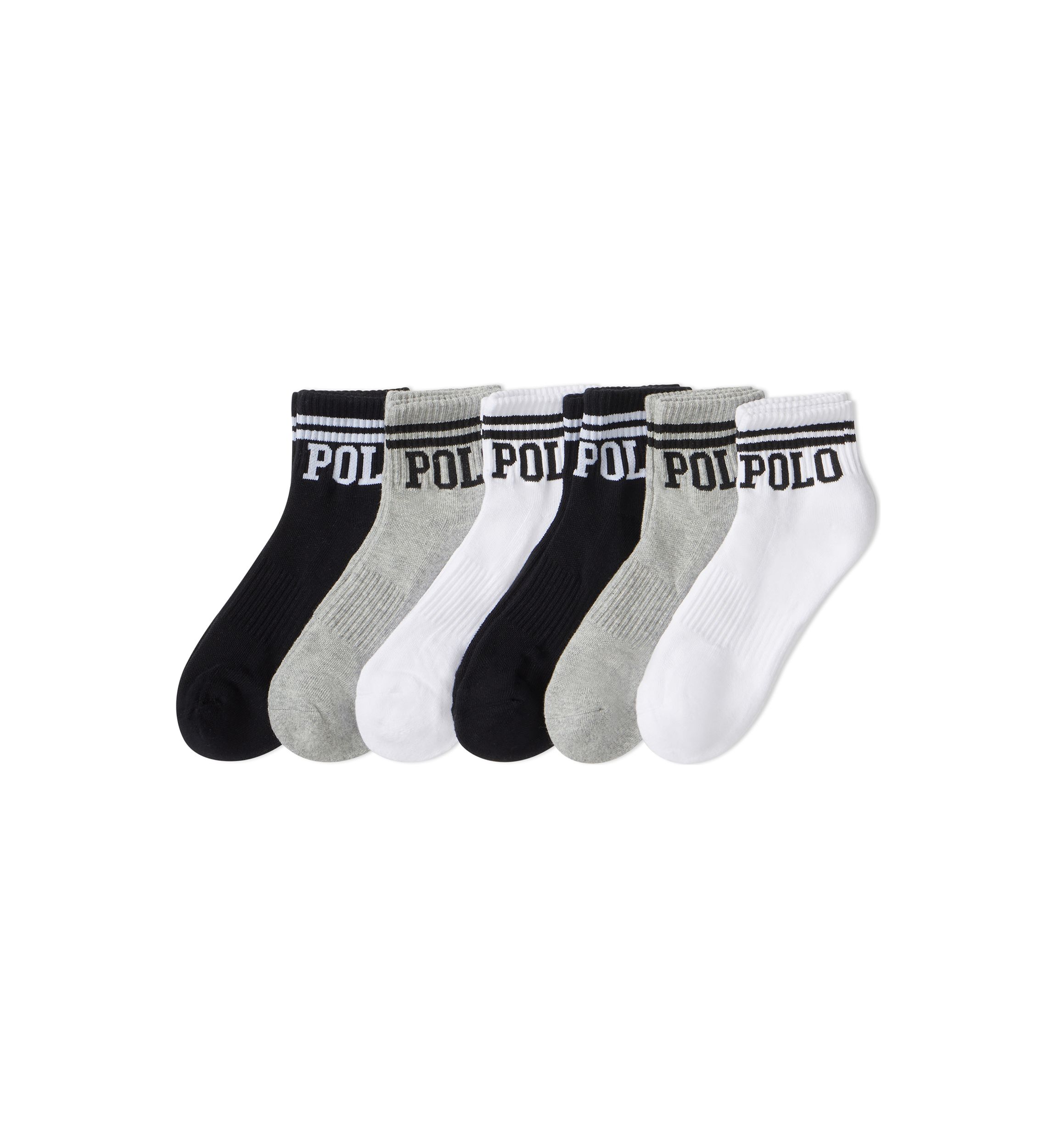Double Bar Polo Quarter Socks - 6 Pack