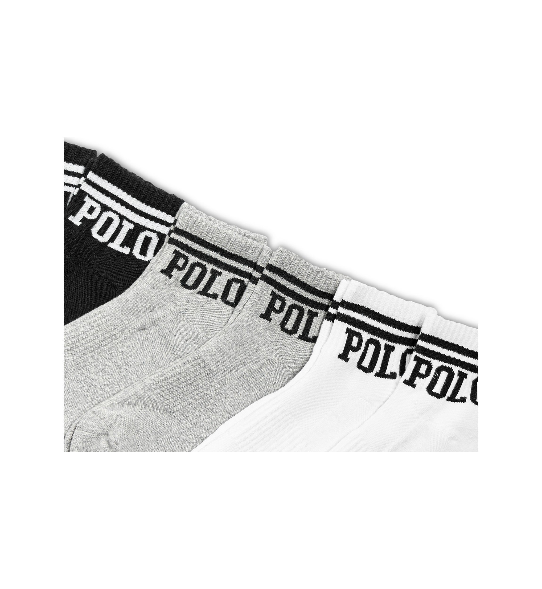 Double Bar Polo Quarter Socks - 6 Pack