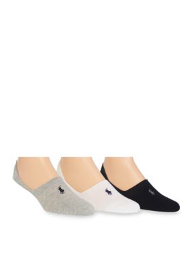 Polo Ralph Lauren Men's 3-Pack Sneaker Liner, Grey, M (10-13)