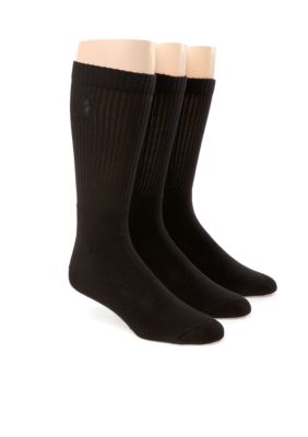 Polo Ralph Lauren Men's Rib Cushioned Crew 3-Pack Socks, Black, M (10 - 13) -  0047852691543