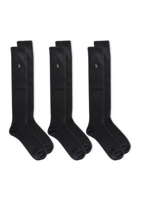 Polo Ralph Lauren Men's Microfiber Ribbed Over the Calf Socks â 3 Pack