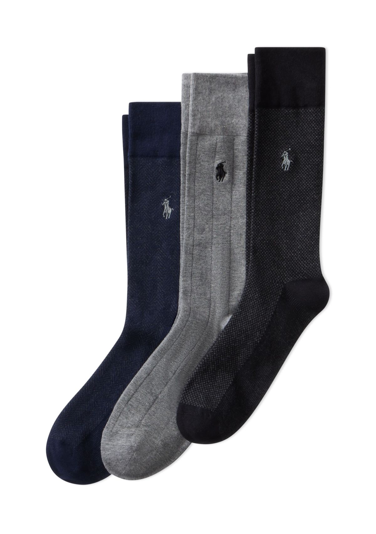 Classic Embroidered Cotton Socks - 3 Pack