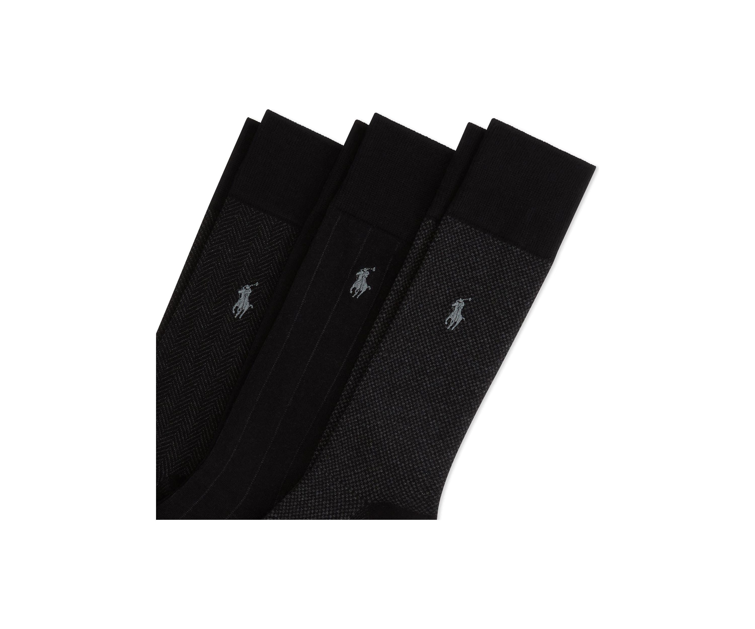 Classic Embroidered Cotton Socks - 3 Pack