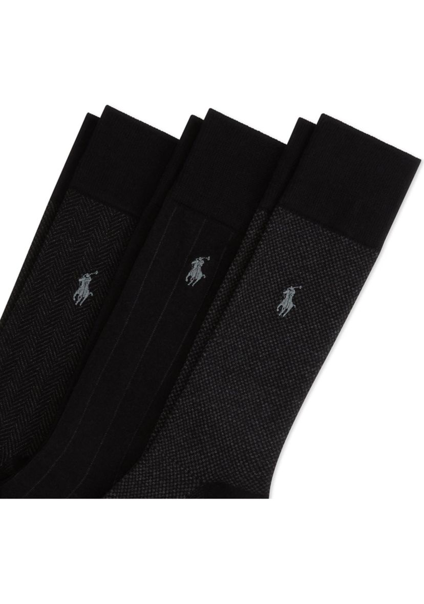 Classic Embroidered Cotton Socks - 3 Pack