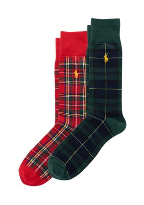 Polo Ralph Lauren Men's Classic Tartan Slack Socks 2 Pack