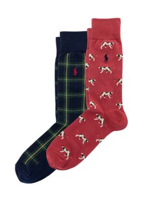 Polo Ralph Lauren Men's Tossed Dog/Plaid Slack Socks - 2-Pack