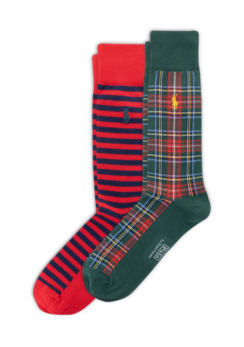 Holiday Plaid and Stripe Socks - 2-Pack 