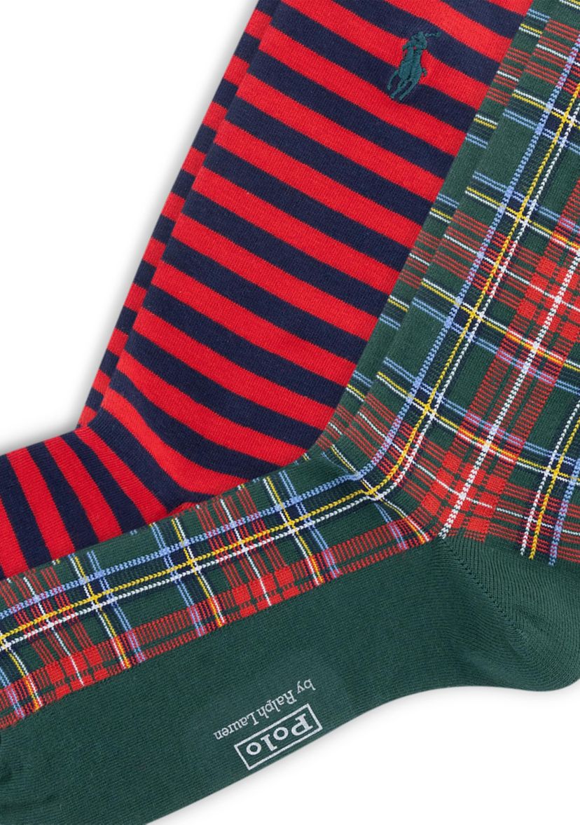 Holiday Plaid and Stripe Socks - 2-Pack 