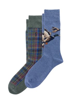Polo Ralph Lauren Men's Mallards and Plaid 2-Pack Socks