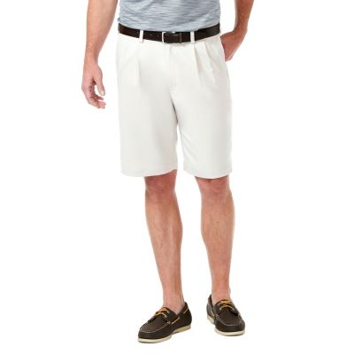 Men's Haggar Cool 18 PRO Stretch Solid Pleat Front Shorts, White, 44