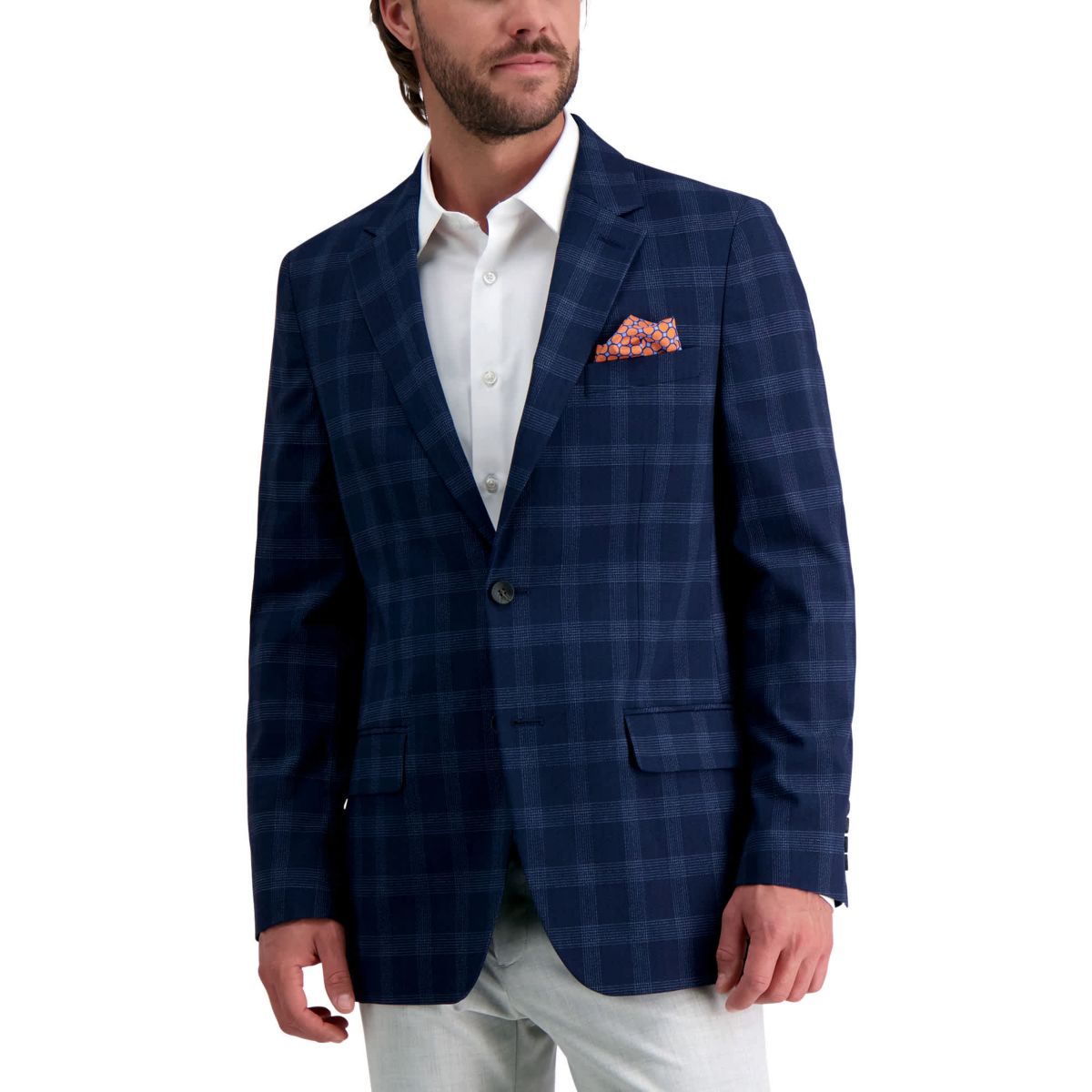 Tailored Fit Large Check Windowpane Blazer