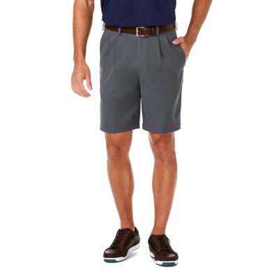 Men's Haggar Cool 18 PRO Stretch Solid Pleat Front Shorts, Grey, 44
