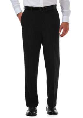 Haggar Men's Cool 18 Pro Classic Fit Flat Front Hidden Expandable Waistband Pants, Black, 44 x 29