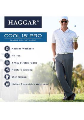 Cool 18 Pro Classic Fit Flat Front Hidden Expandable Waistband Pants