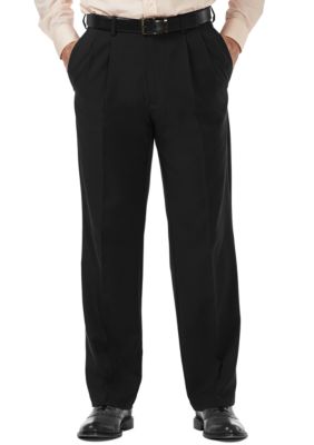 Haggar Men's Cool 18 Pro Classic Fit Pleat Hidden Expandable Waistband Pants, Black, 32 x 30