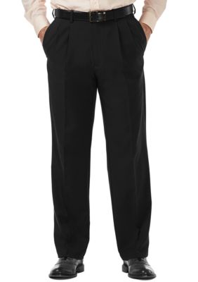 Haggar Men's Cool 18 Pro Classic Fit Pleat Hidden Expandable Waistband Pants, Black, 38 x 29 -  0019781894791