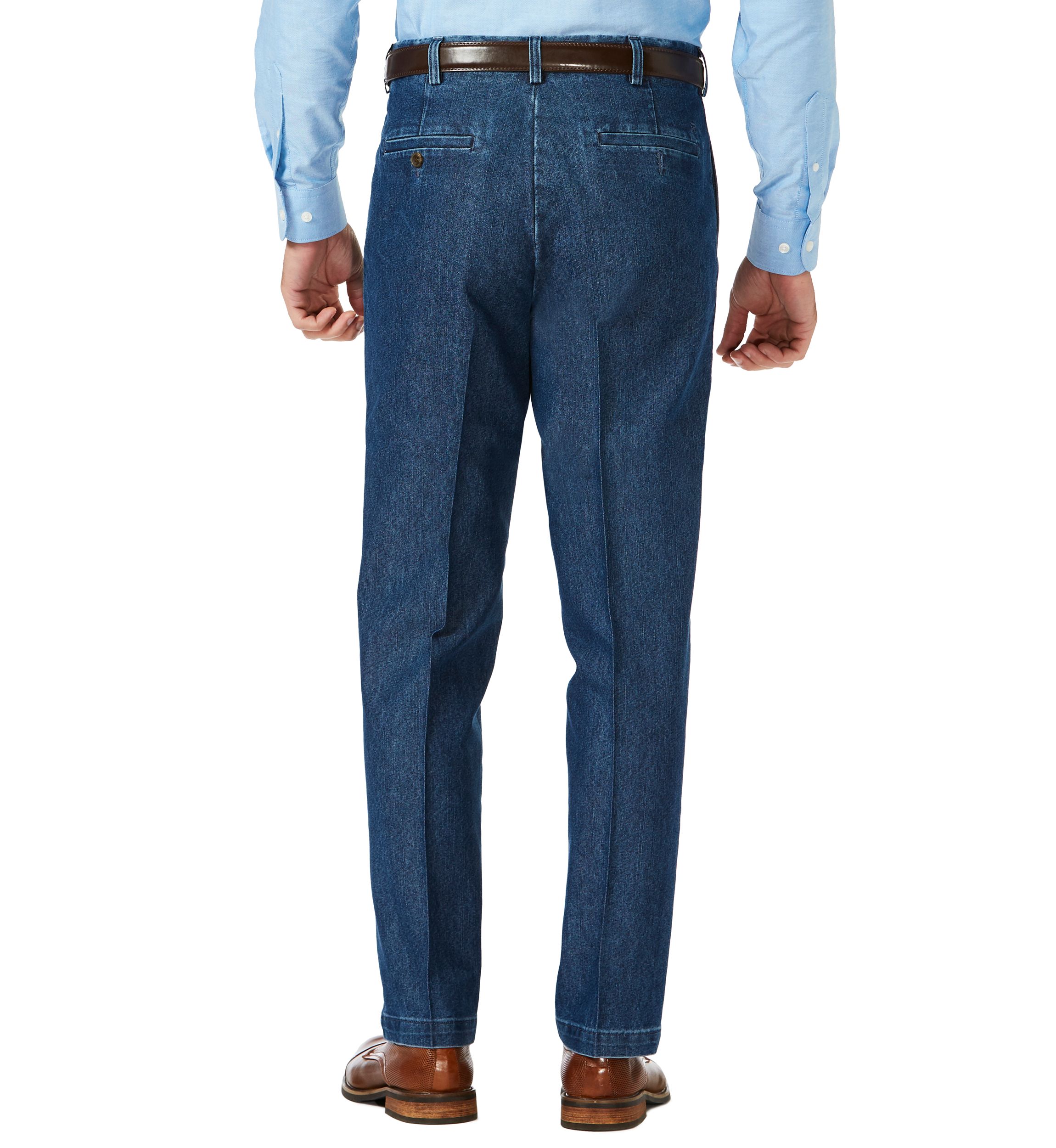 Stretch Denim Pleated Trousers 