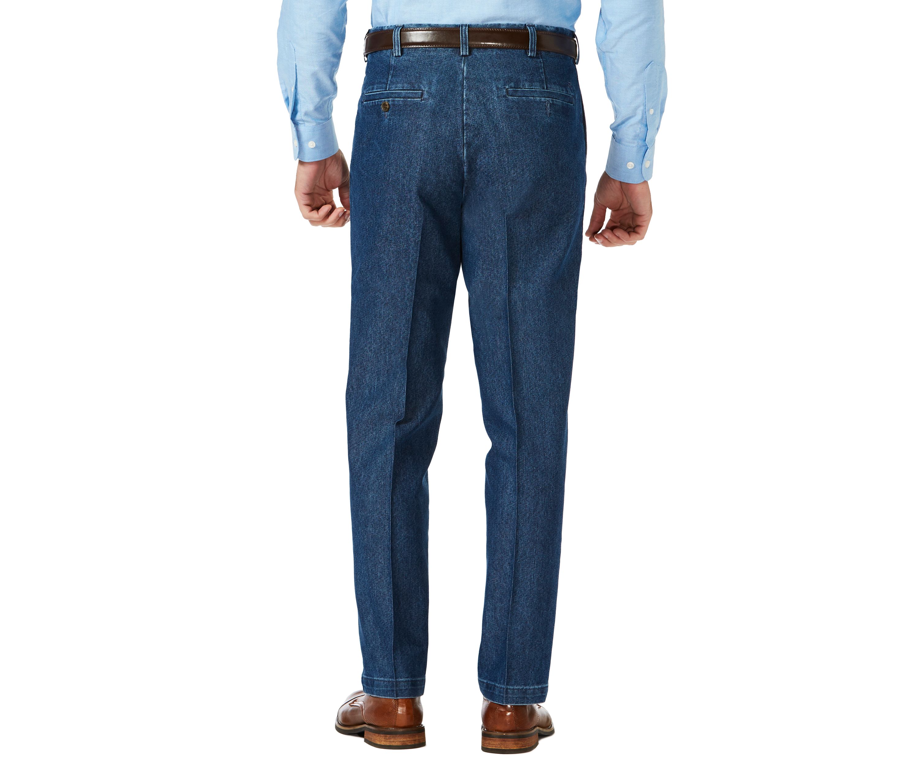Stretch Denim Pleated Trousers 