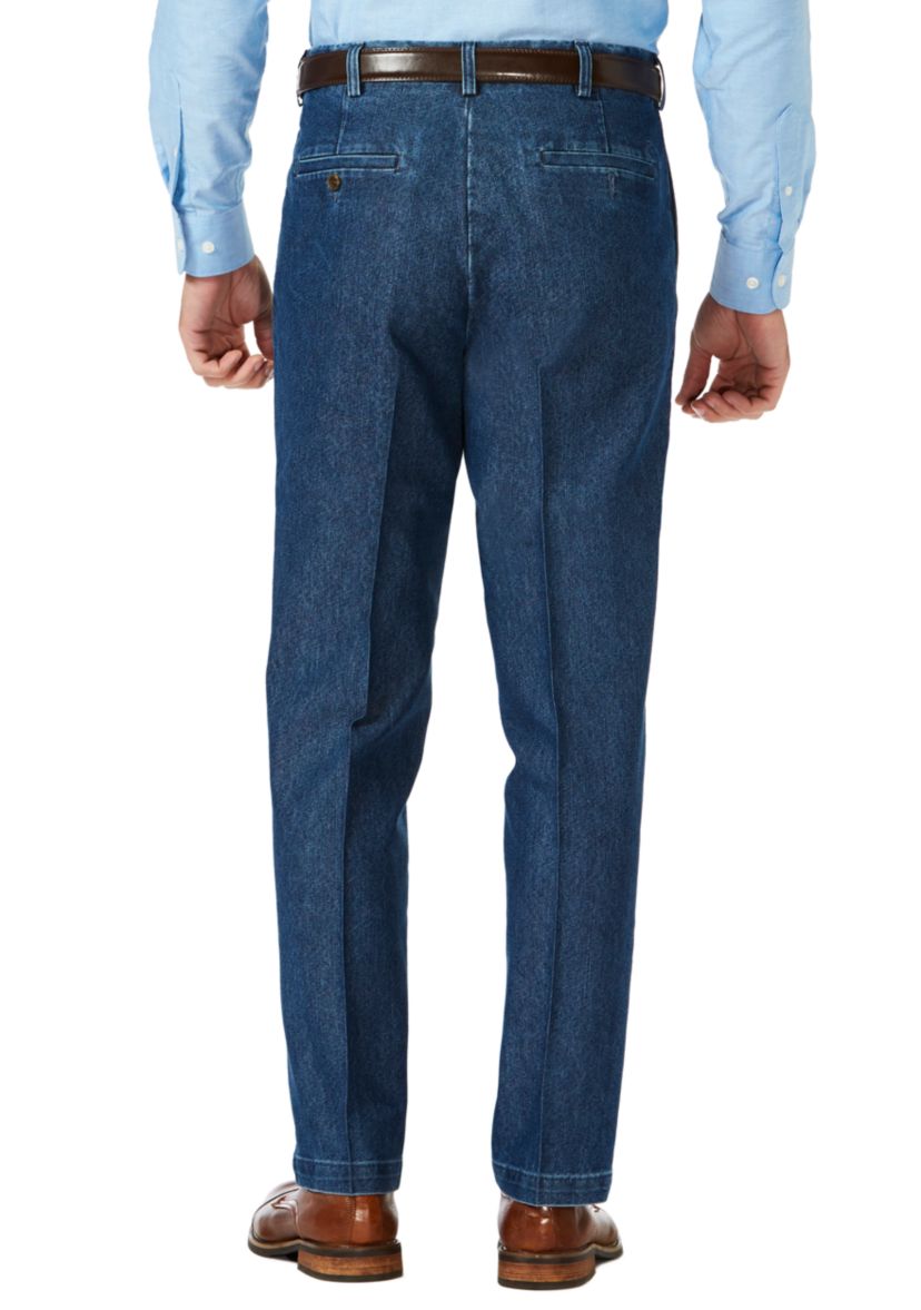 Stretch Denim Pleated Trousers 