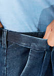 Stretch Denim Pleated Trousers 